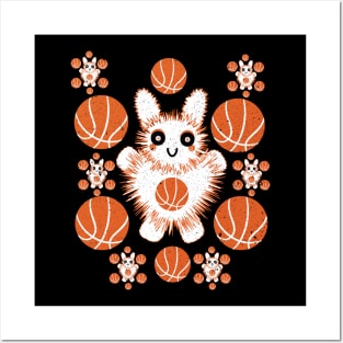 Cute Repeating Basketball Rabbit Posters and Art